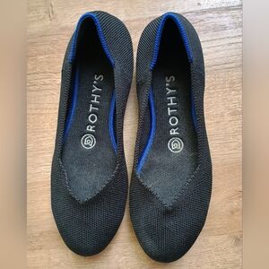 Rothy's The Flat Womens Size 6 Black Round Toe SlipOn Knit Washable Ballet Shoes